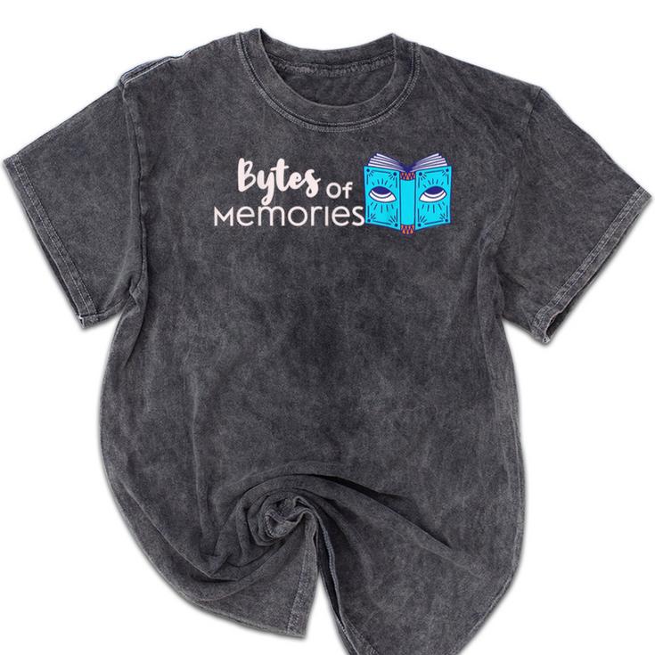 Bytes Of Memories Digital Nostalgia Concept Line Mineral Wash Tshirts