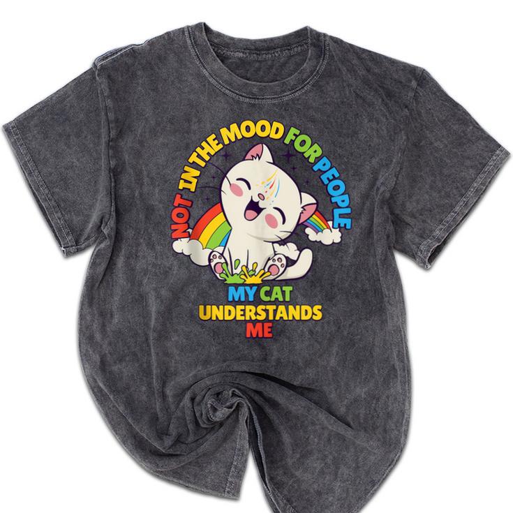 Cat Mom Loves Cats Dad Not In The Mood For People Introvert Mineral Wash Tshirts
