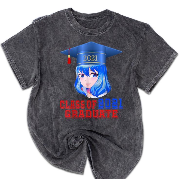 Class Of 2021 Graduate Kawaii Anime Girl School Graduation Mineral Wash Tshirts