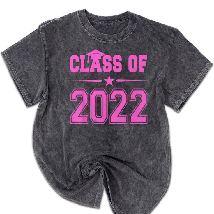 Class Of 2022 Pink Girls Shirt Graduation Mineral Wash Tshirts