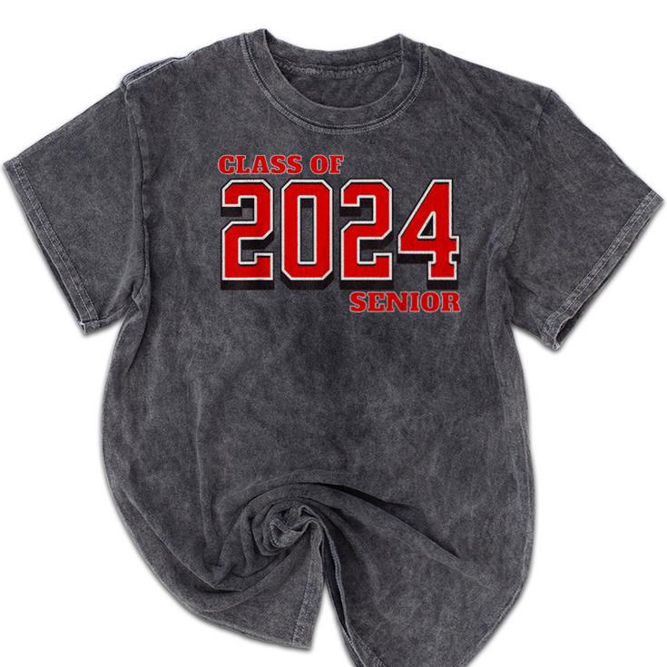 Class Of 2024 Senior Back To School Vintage Graduation Tee Mineral Wash Tshirts