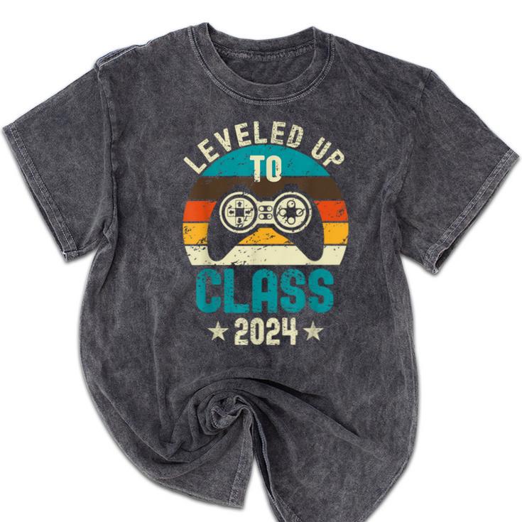 Class Of 2024 Senior Graduation Leveled Up Gamer Class 2024 Mineral Wash Tshirts