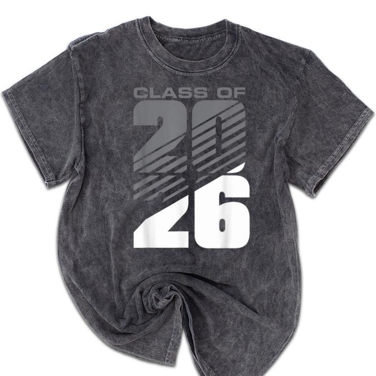 Class Of 2026 High School Senior Graduation Grey Sport Style Mineral Wash Tshirts