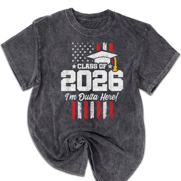 Class Of 2026 Senior Graduation American Flag Senior 2026 Mineral Wash Tshirts