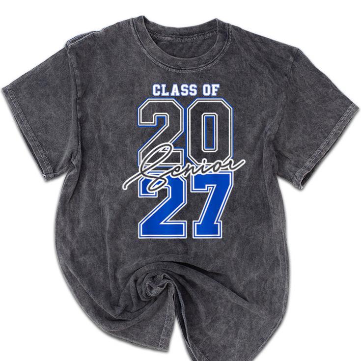 Class Of 2027 Senior 2027 Graduation Mineral Wash Tshirts