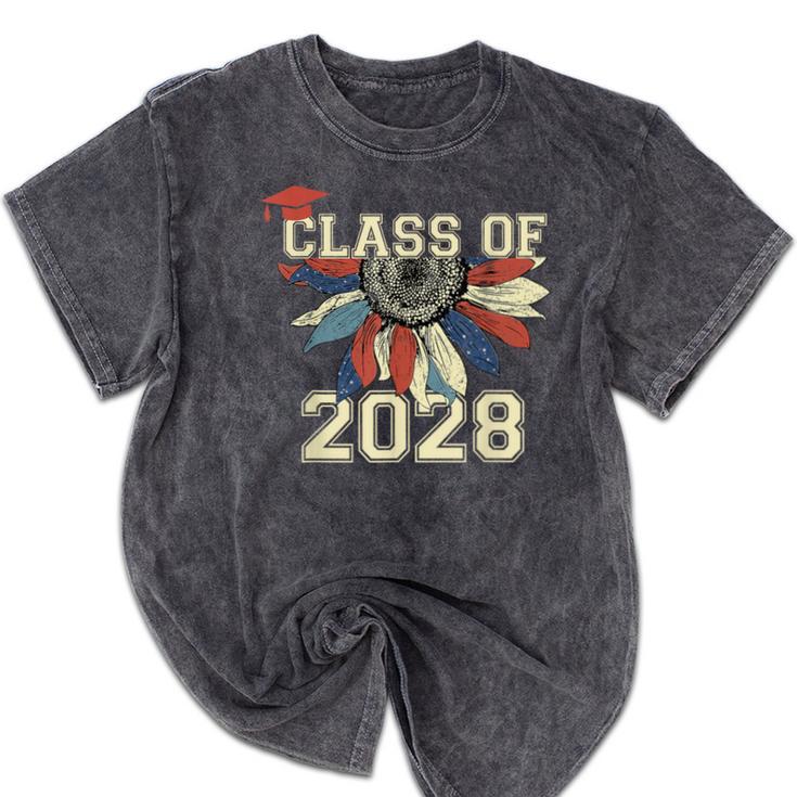 Class Of 2028 High School Graduation Senior 2028 Mineral Wash Tshirts