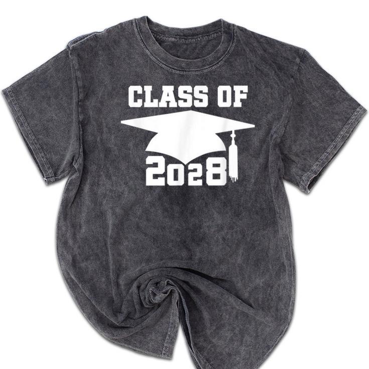 Class Of 2028 T-Shirt School Graduation Pride Tee Mineral Wash Tshirts