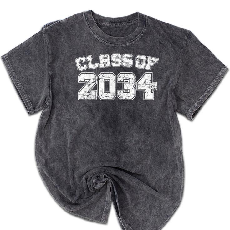 Class Of 2034 34 School Tee Shirt Graduation Class Party Mineral Wash Tshirts