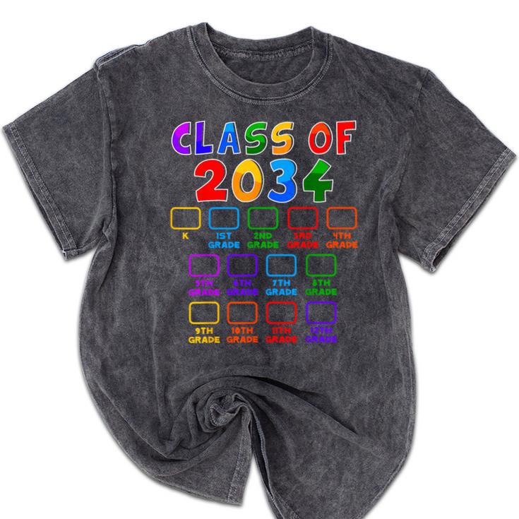 Class Of 2034 Grow With Me Graduation First Day Of School Mineral Wash Tshirts