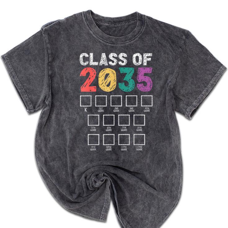 Class Of 2035 Graduation Check List Mineral Wash Tshirts