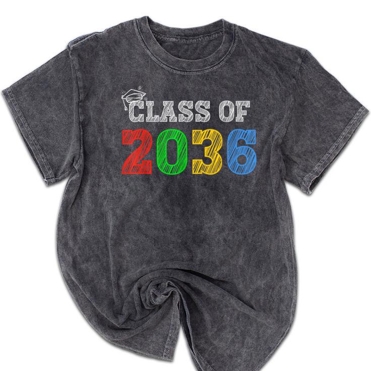 Class Of 2036 Grow With Me Graduation First Day Of School Mineral Wash Tshirts