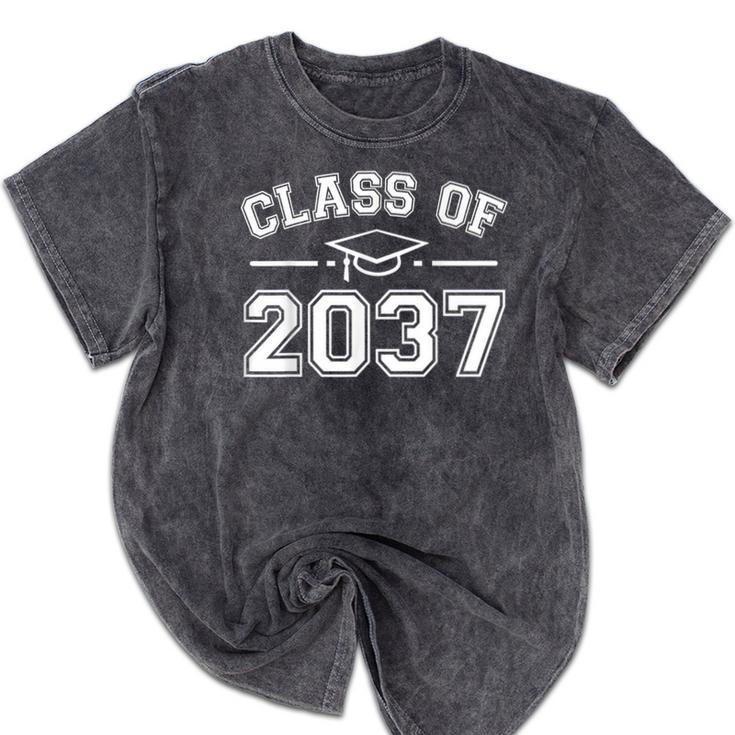 Class Of 2037 Grow With Me Graduation First Day Kindergarten Mineral Wash Tshirts