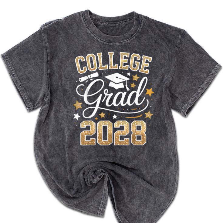 College Grad Class Of 2028 Senior Graduate Graduation 2028 Mineral Wash Tshirts
