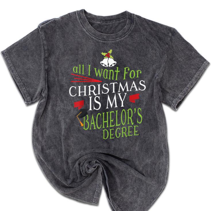 College Student Christmas Bachelors Degree Graduation Mineral Wash Tshirts