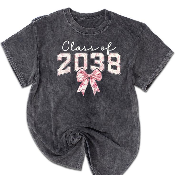 Coquette Bow Preppy Class Of 2038 Girly Girl 2038 Graduation Mineral Wash Tshirts