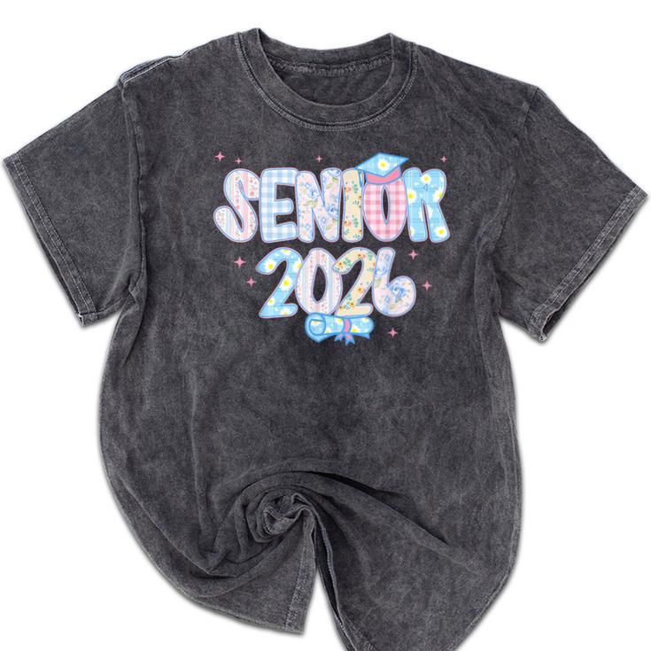 Coquette Senior-Class Of 2026 Preppy Graduation Graduate Mineral Wash Tshirts