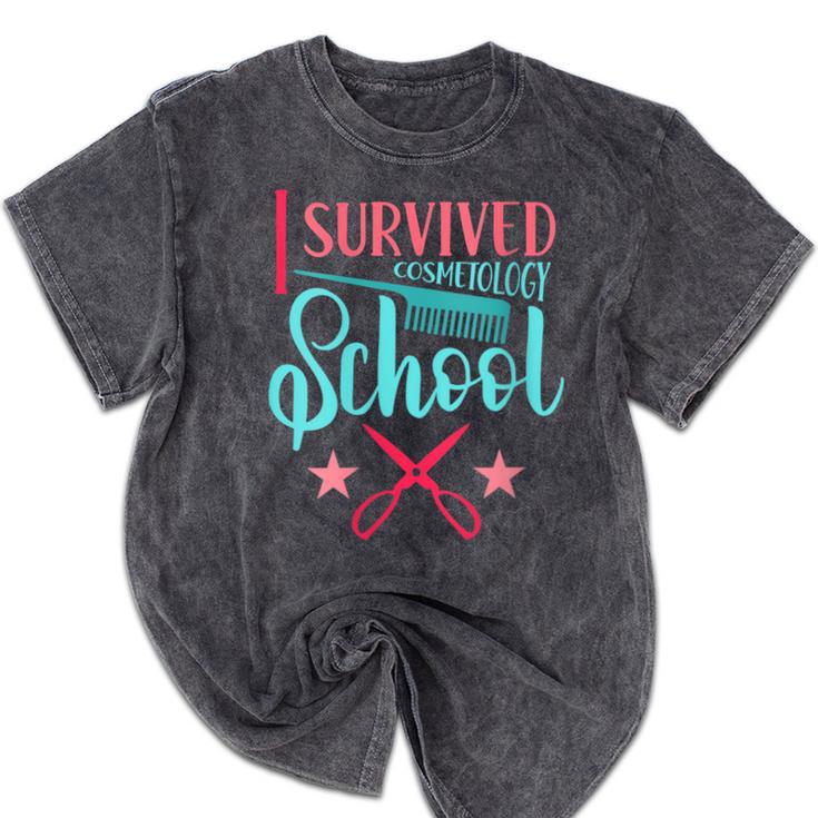 Cosmetology Graduation Tee I Survived Cosmetology School Mineral Wash Tshirts