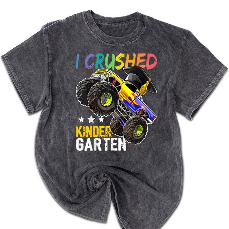 I Crushed Kindergarten Monster Truck Graduation Boys Small Mineral Wash Tshirts