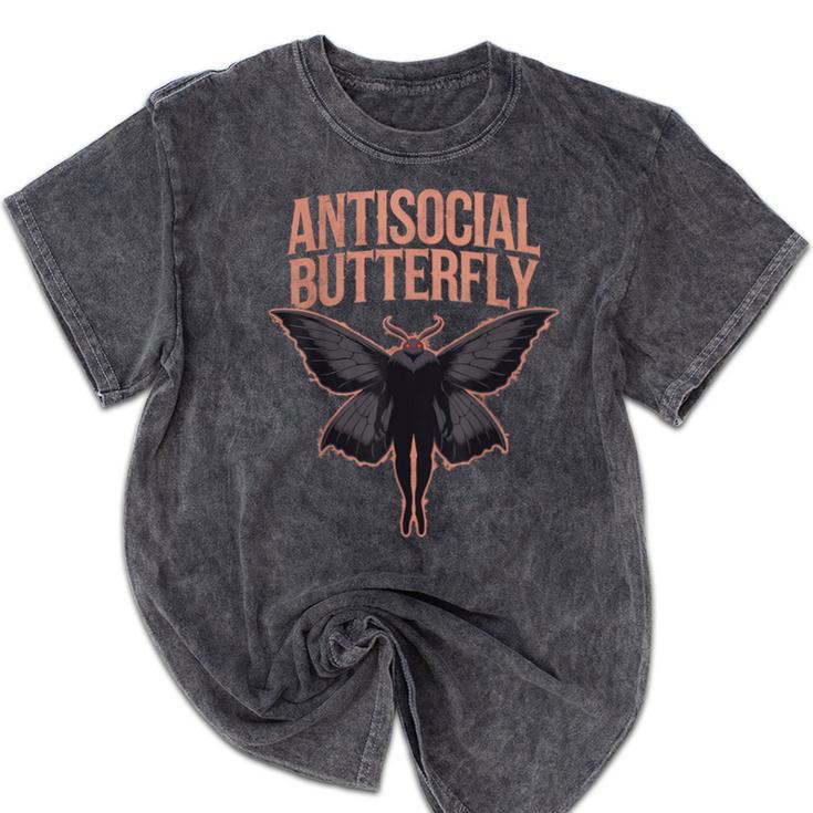 Cryptid Cryptozoology Mothman Introvert -Adults Butterfly Small Crew Neck Classic Fit Short Sleeve Polyester 100 Printed Blended Fabric Mineral Wash Tshirts