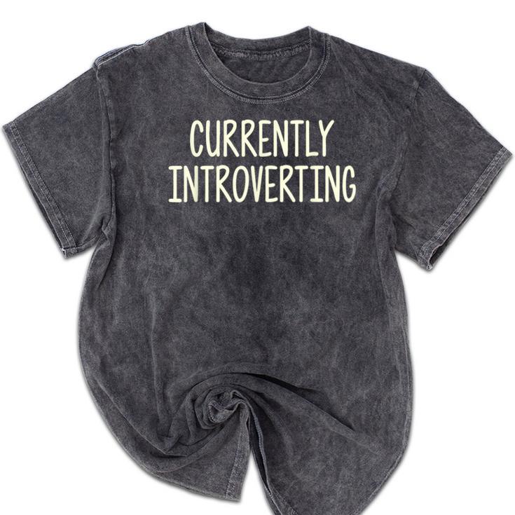 Currently Introverting I Introvert Mineral Wash Tshirts