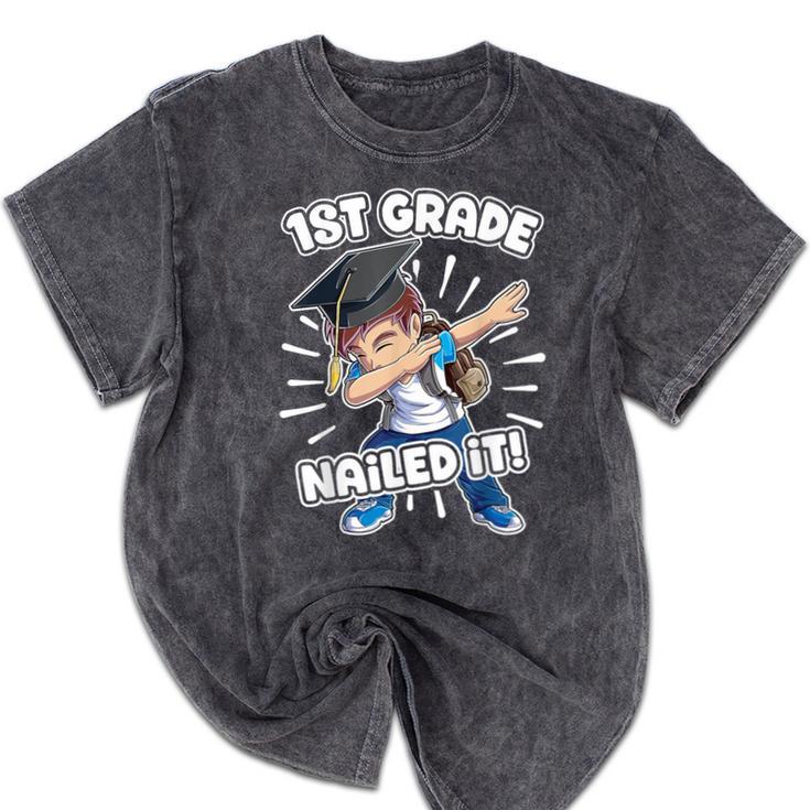Dabbing Graduation Boy 1st Grade Class Of 2021 Nailed It Mineral Wash Tshirts