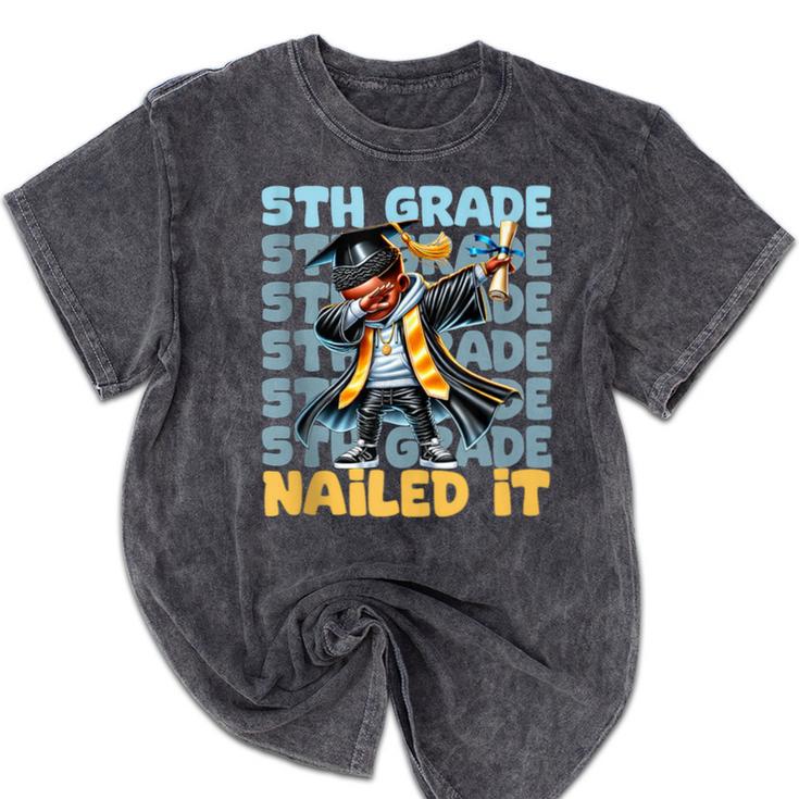 Dabbing Graduation Boy 5th Grade Nailed It Class Of 2025 Mineral Wash Tshirts