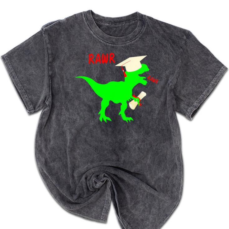 Dinosaur Rawr Diploma Grad Graduate Graduation Mineral Wash Tshirts