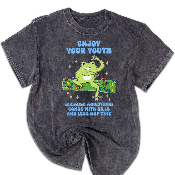 Enjoy Adulthood Comes With Bills Nostalgia Regret Mineral Wash Tshirts