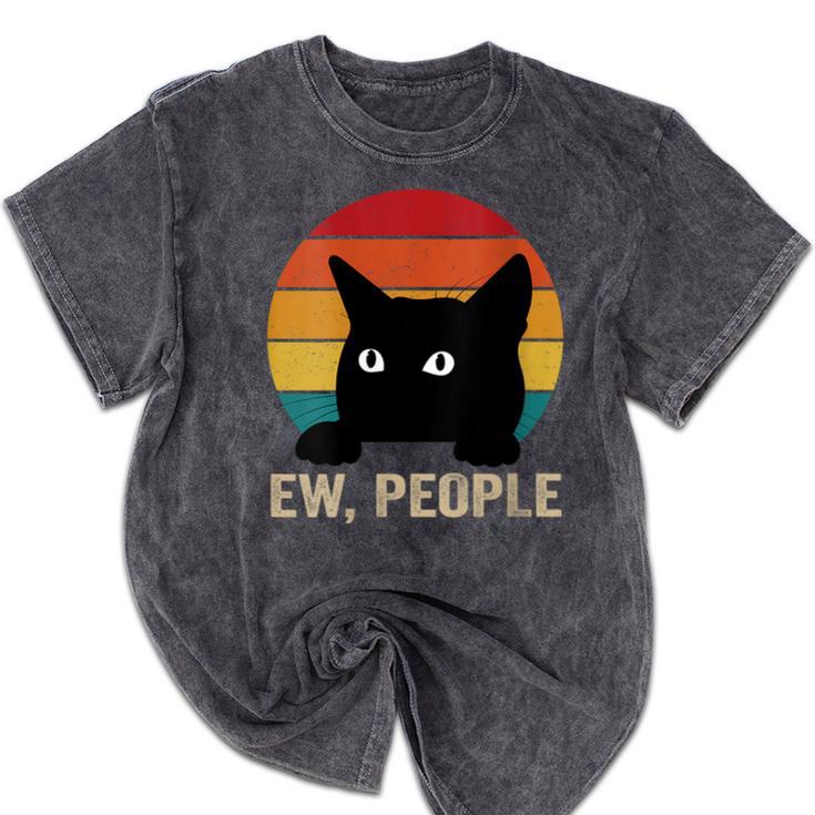 Ew People Introvert Cat Lover Cat Lady Vintage Mineral Wash Tshirts
