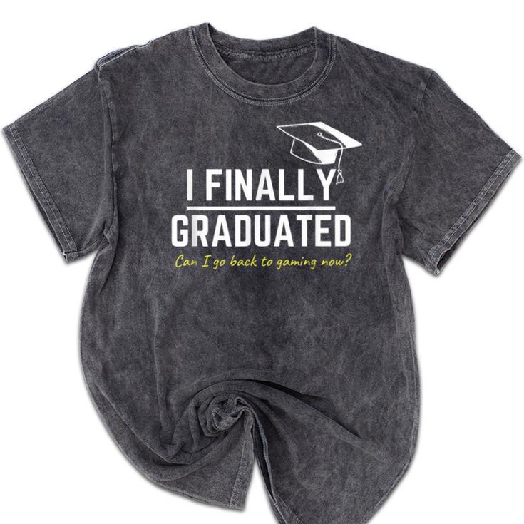 I Finally Graduated Back To Gaming  Gamer Graduation Mineral Wash Tshirts