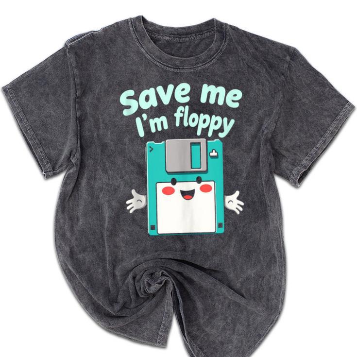 Floppy Disk Retro Tech Nostalgia Old School Computing Humor Mineral Wash Tshirts