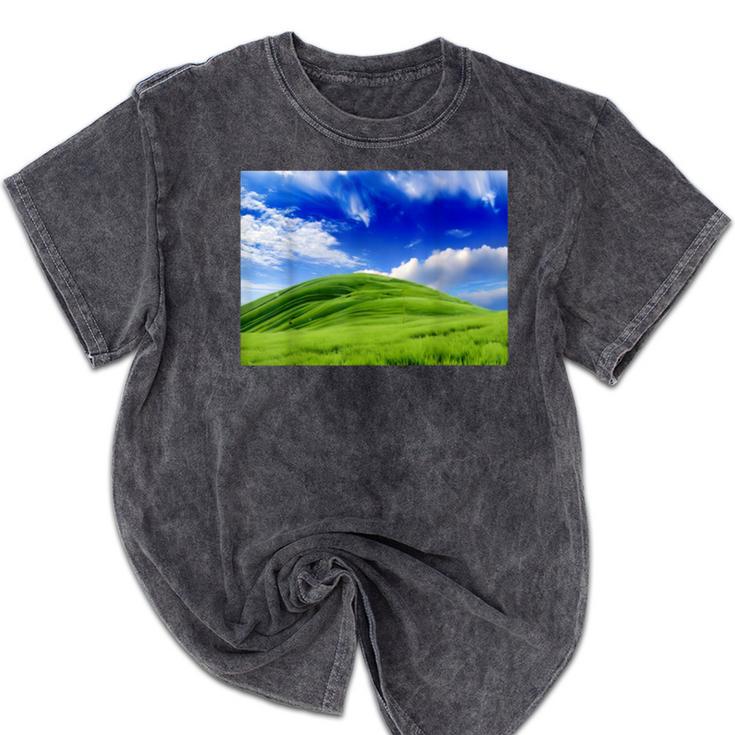 Frutiger Aero Meadow Aesthetic Y2k 2000s Ironic Nostalgic Mineral Wash Tshirts
