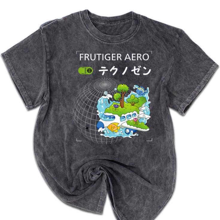 Frutiger Aero Y2K Fashion Trends Statement Piece Tech Orbite Mineral Wash Tshirts