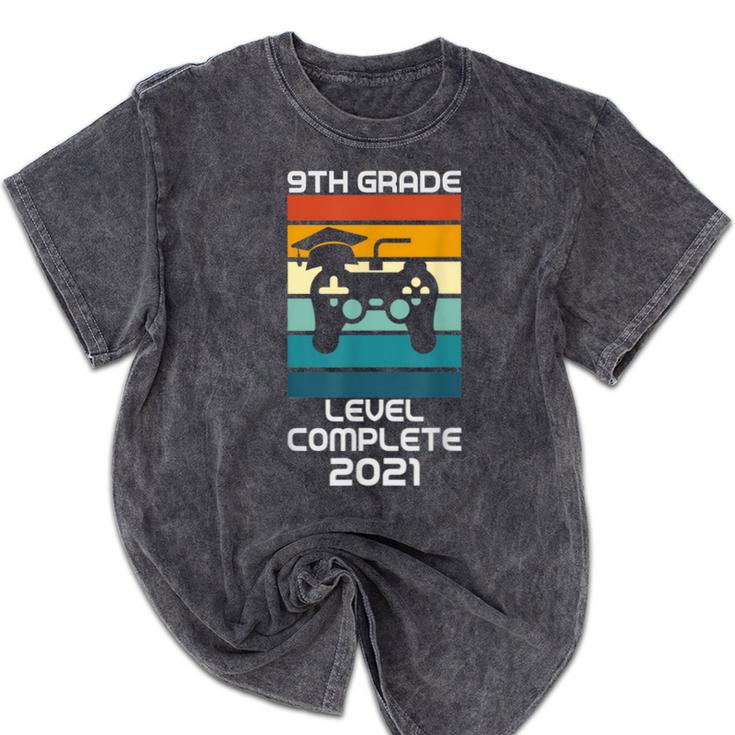 Gamer Graduation 2021 Retro 9th Grade Level Complete Mineral Wash Tshirts
