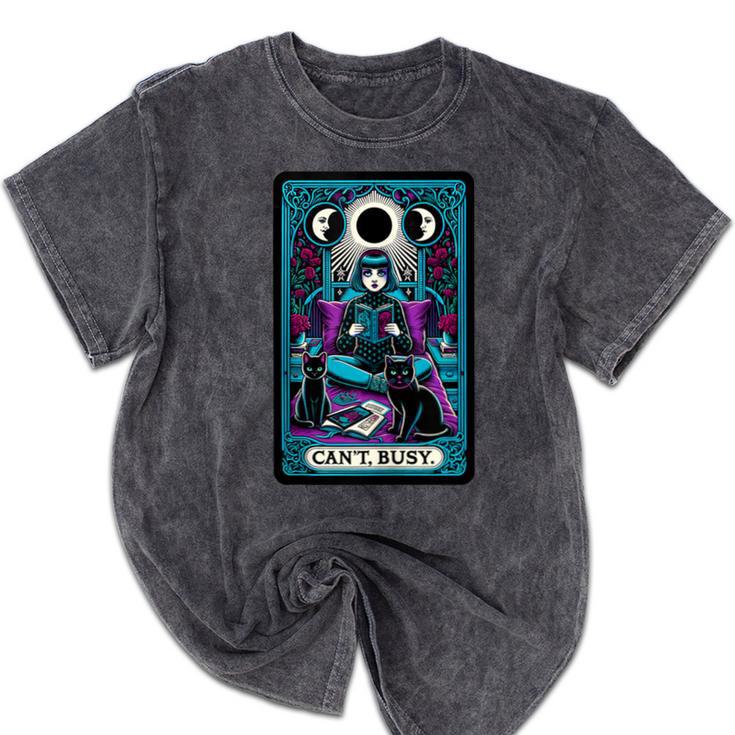 Gothic Girl Tarot Card Introverted Reader And Reading Mineral Wash Tshirts