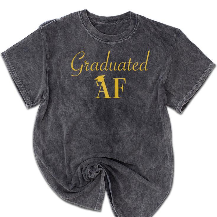 Grad T Shirt For Women Graduated AF Graduation GIft Mineral Wash Tshirts