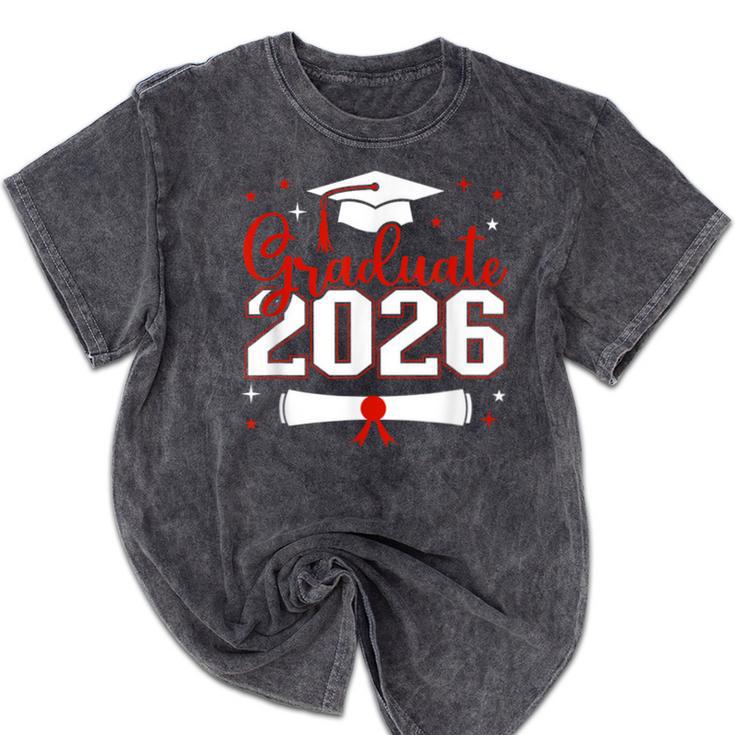 Graduate 2026 For Class Of 2026 Graduation Mineral Wash Tshirts