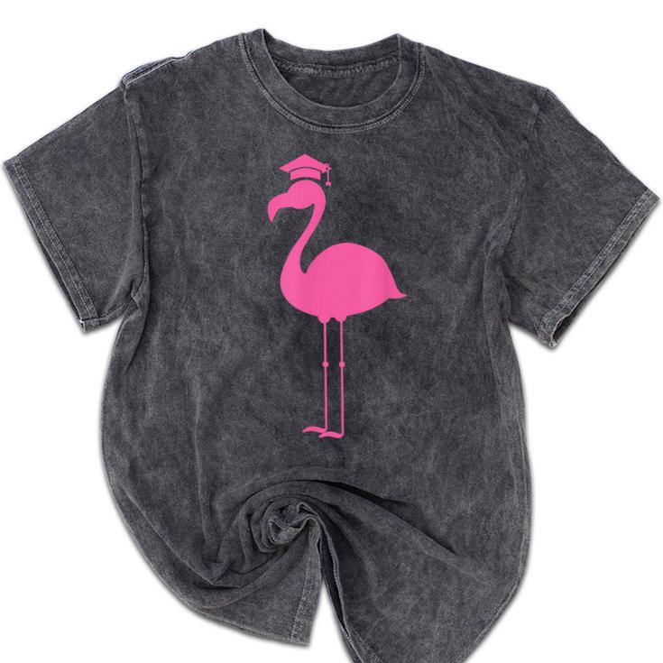 Graduate Cute Pink Flamingo Graduation Mineral Wash Tshirts