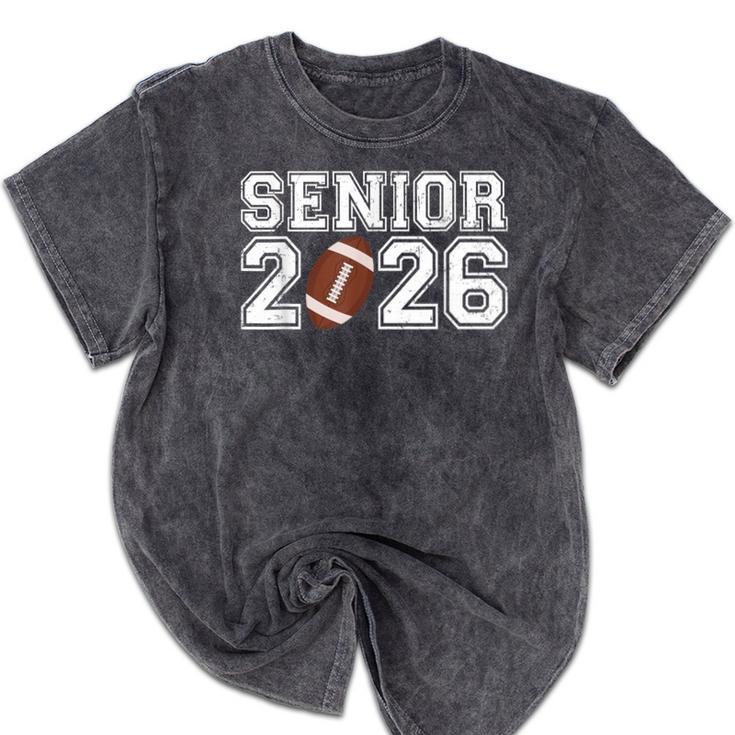 Graduate Senior Class Of 2026 Graduation American Football Mineral Wash Tshirts
