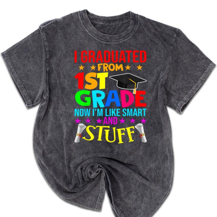 I Graduated From 1st Grade Graduation Matching Student Mineral Wash Tshirts