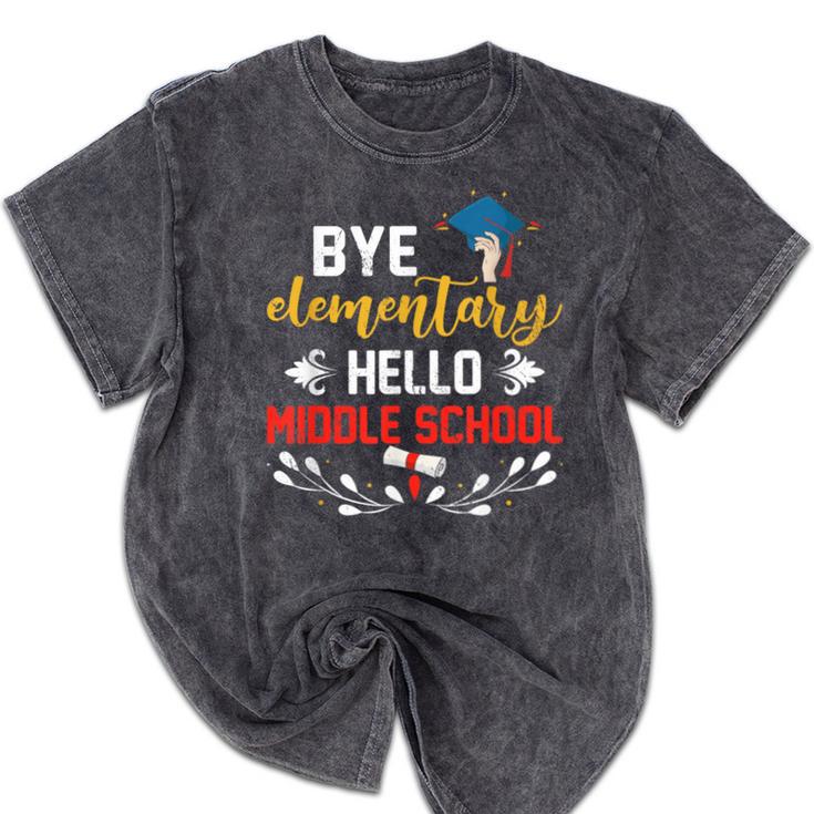 Graduation Bye Elementary Hello Middle School Graduate Mineral Wash Tshirts