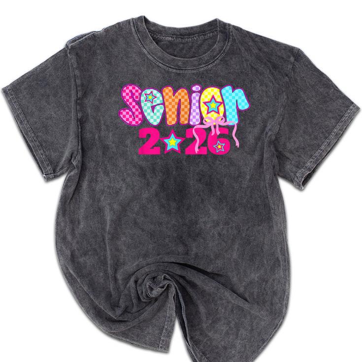 Graduation Class Of 2026 Senior Pink Coquette Bow 2026 Grade Mineral Wash Tshirts