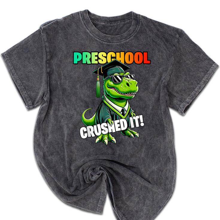 Graduation Preschool Dinosaur T Rex Crushed It Boys Grad Mineral Wash Tshirts