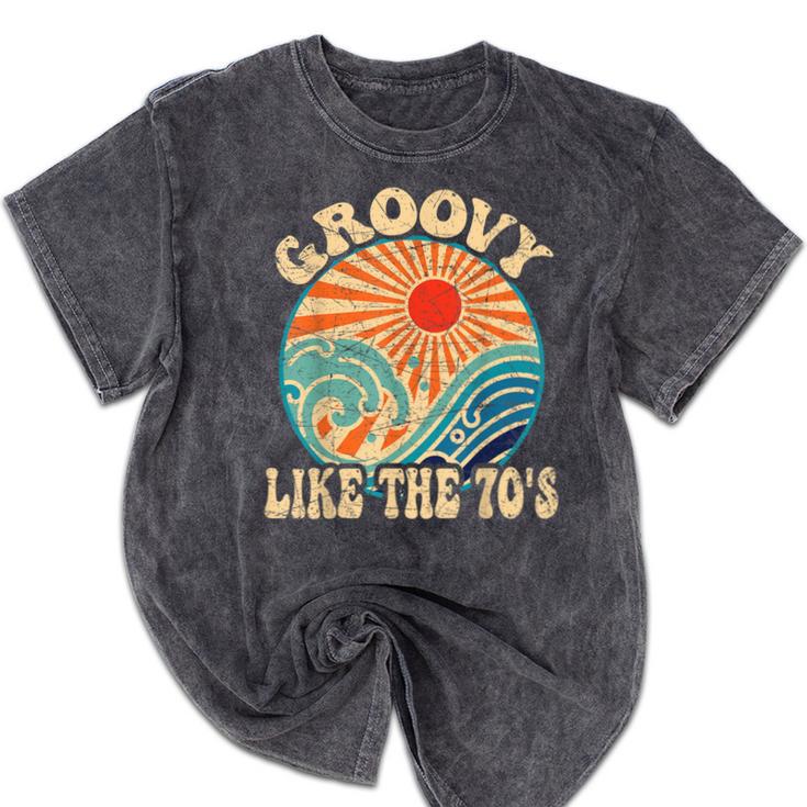 Groovy Like The 70s Aesthetic Nostalgia 1970's Retro Mineral Wash Tshirts