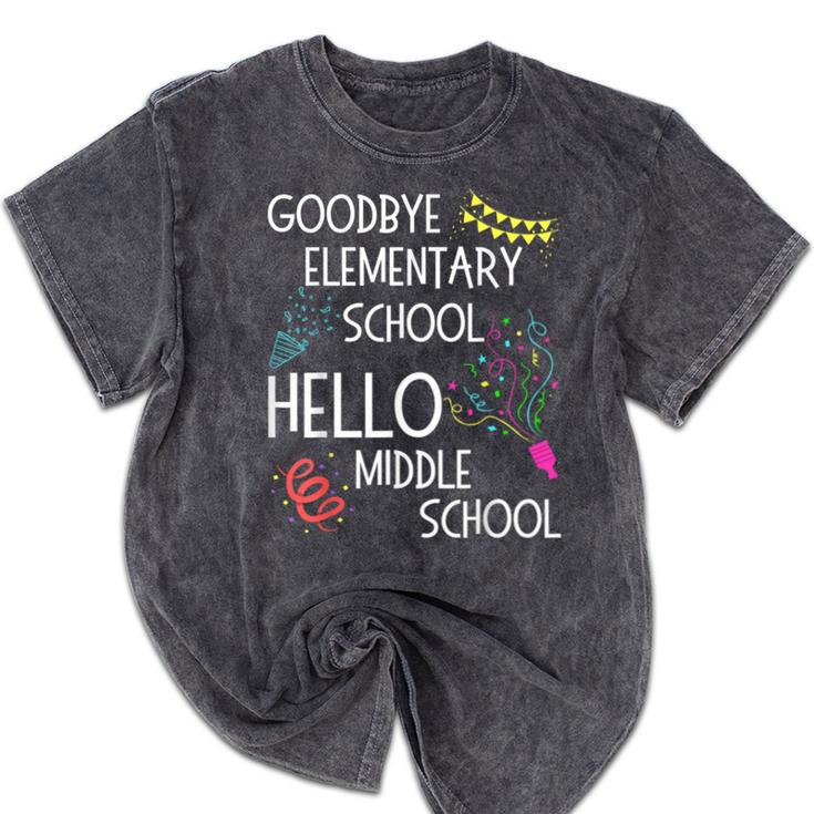 Hello Middle School Graduation Elementary School T-Shirt Mineral Wash Tshirts