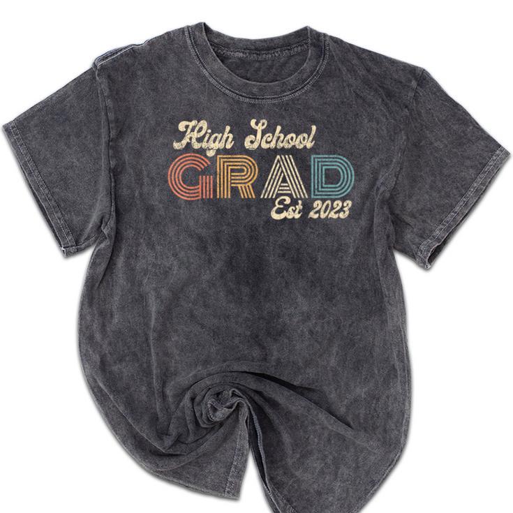 High School Grad 2023 Class Of 2023 Retro Graduation Done Mineral Wash Tshirts
