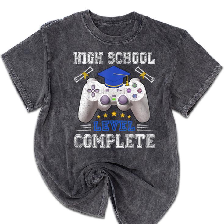 High School Level Complete Class Of 2025 Graduation Mineral Wash Tshirts