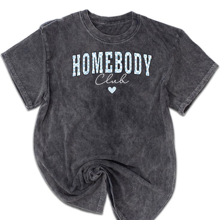 Homebody Club Checkerboard Introvert Self Growth Work Home Mineral Wash Tshirts