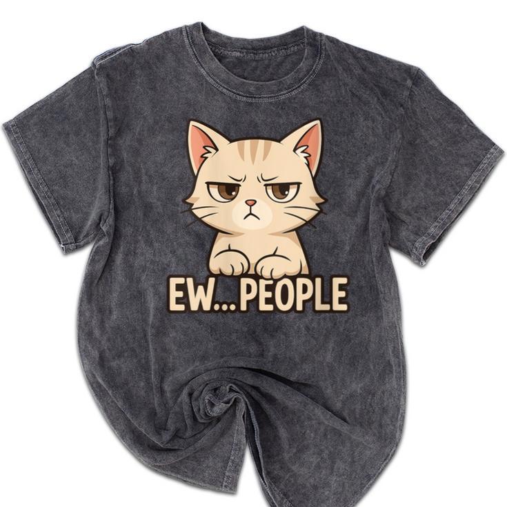 Introvert Anime Cat Ew People Mineral Wash Tshirts