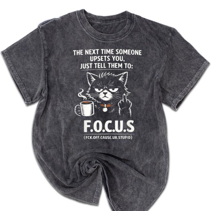 Introvert Cat Coffee Sarcastic Dark Humor Focus Meme Graphic Mineral Wash Tshirts